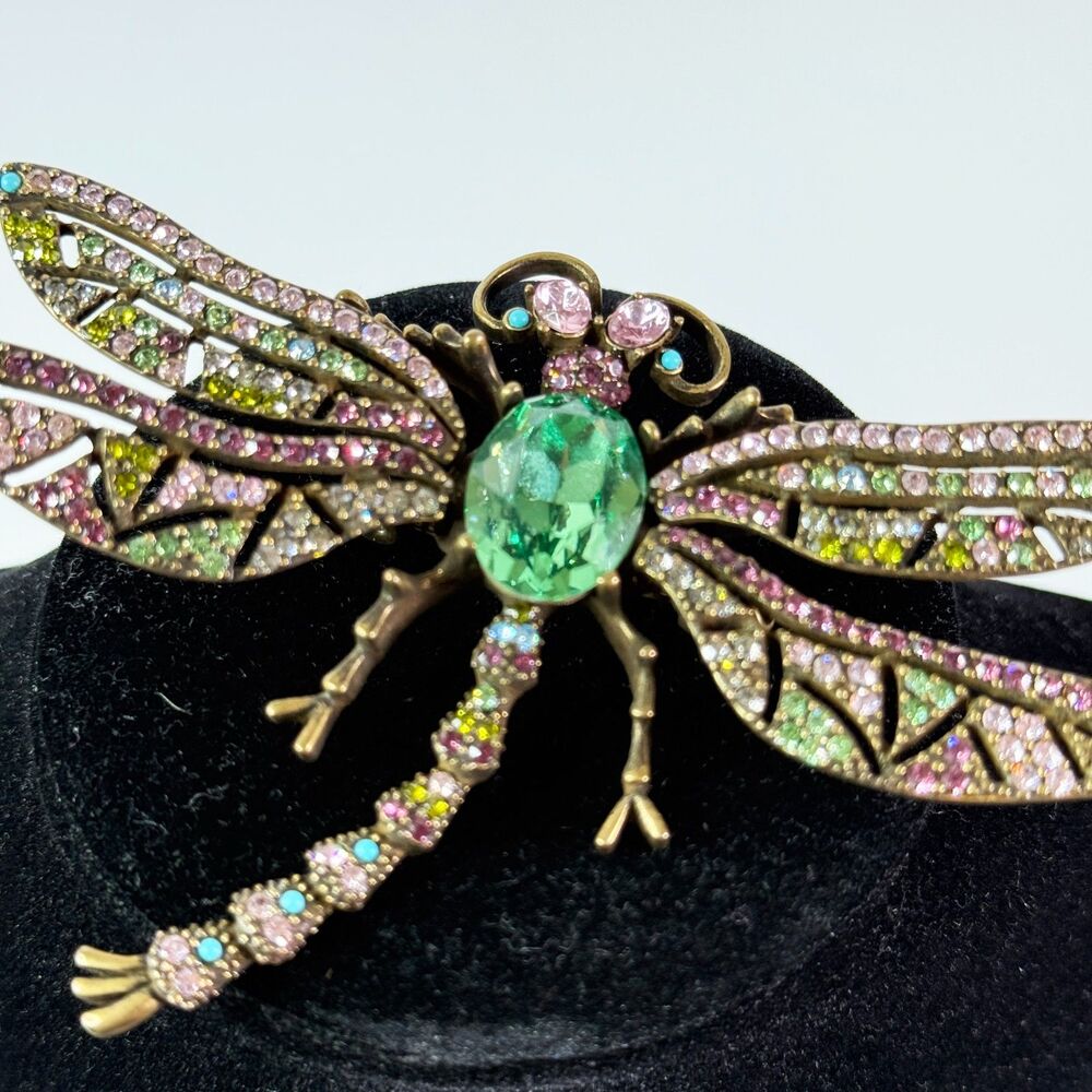 Vintage | Heidi Daus | Trembling Brilliance | Green | Dragonfly Crystal Pin